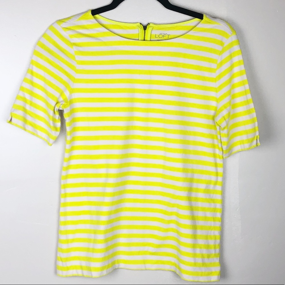 Ann Taylor Loft Yellow Striped Tee
